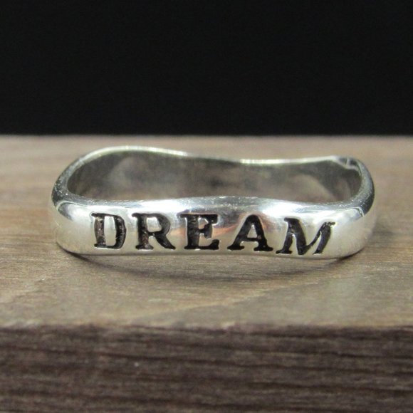 Jewelry - Size 6.75 Sterling Silver Dream Word Wavy Band Ring Vintage